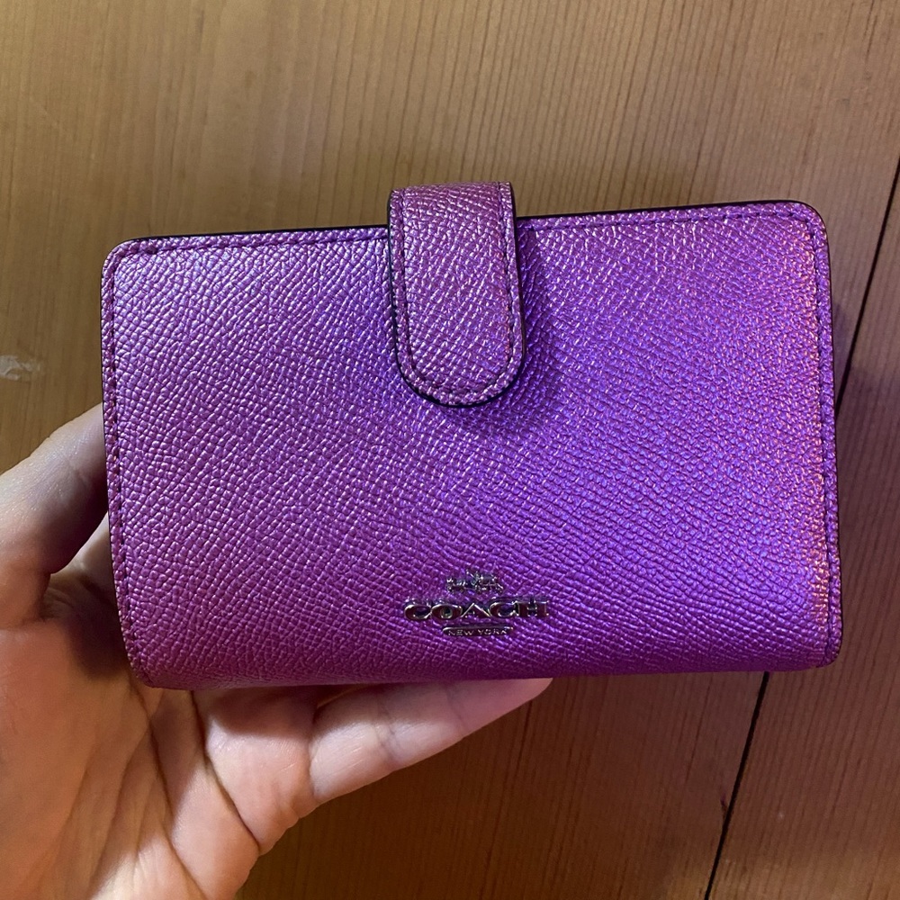 Coach Metallic Pink Bi-Fold Wallet